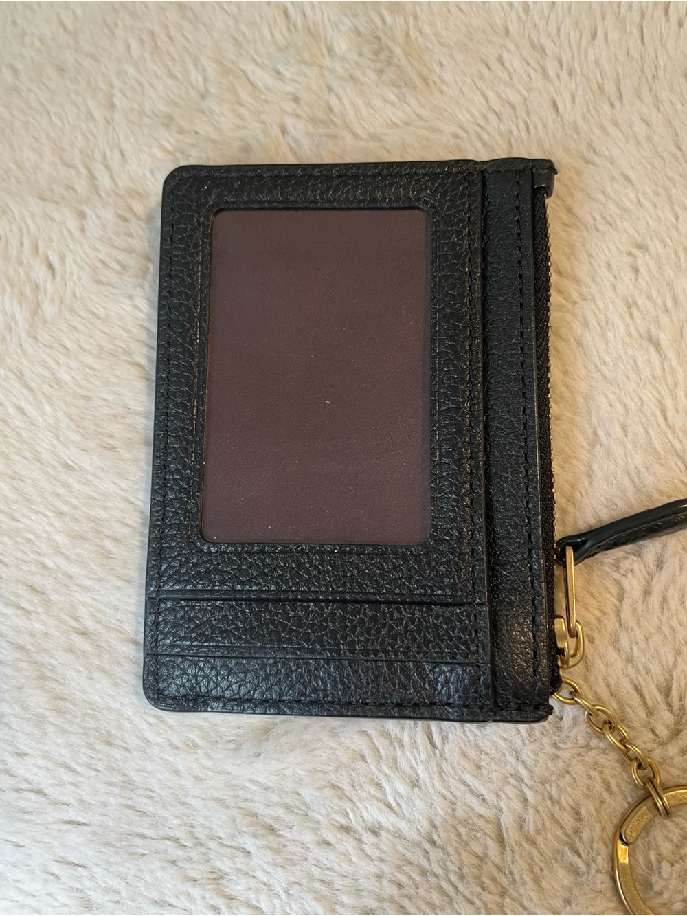 Coach Black Pebbled Leather Penguin ID Card Case Keyring - Picture 2 of 5
